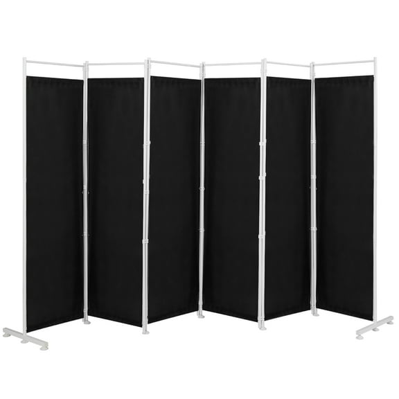 Costway 6-Panel Room Divider Folding Privacy Screen w/Steel Frame Decoration Black