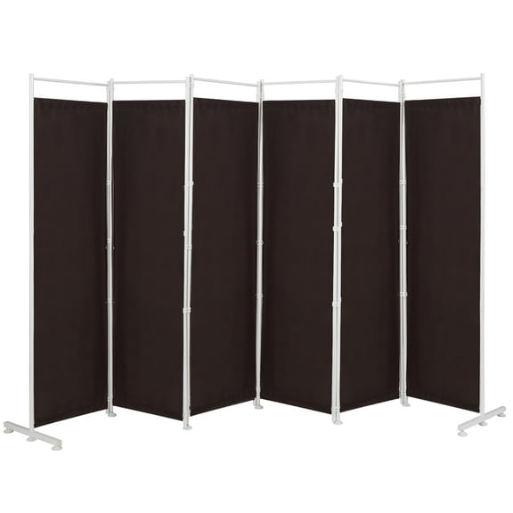 Costway 6-Panel Room Divider Folding Privacy Screen w/Steel Frame Decoration Brown