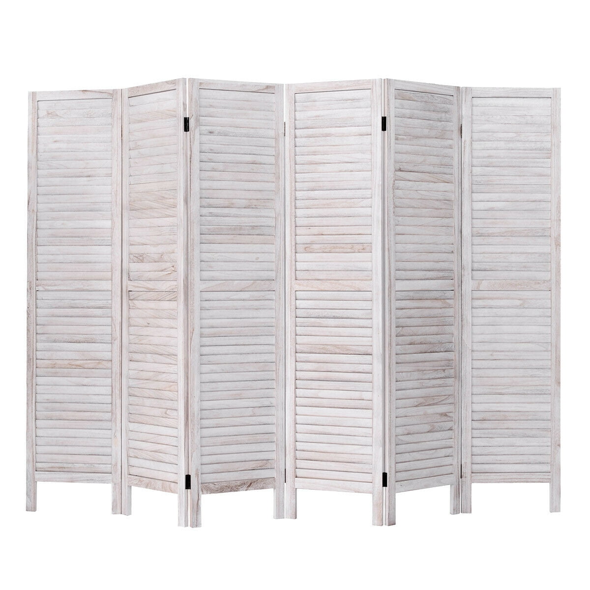 Costway 6 Panel Room Divider Furniture Classic Venetian Wooden Slat Home 67 in. Tall