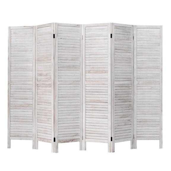 Costway 6 Panel Room Divider Furniture Classic Venetian Wooden Slat Home 67 in. Tall