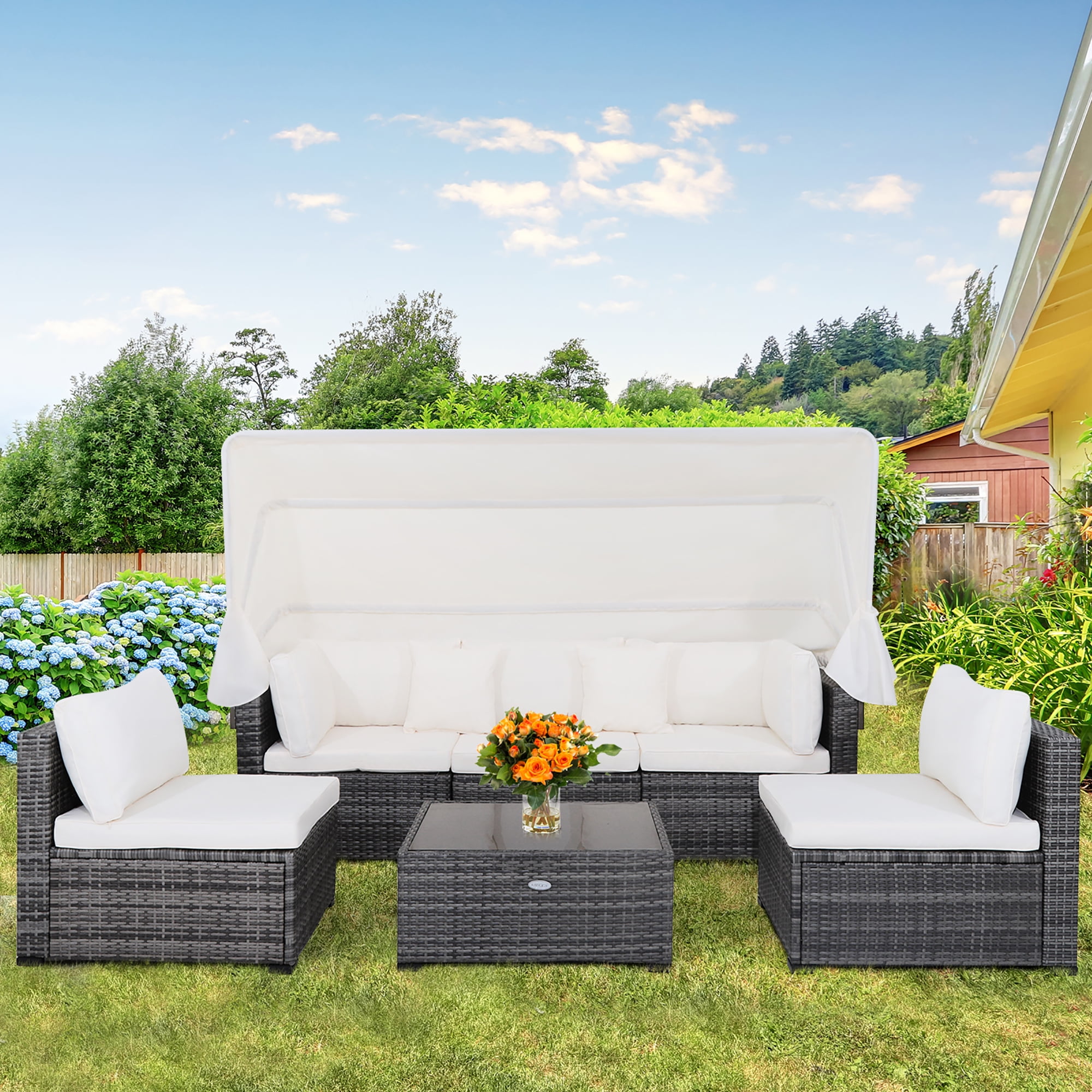 Garden sofa with canopy deals