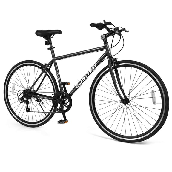 Costway 6-Speed Cycling Bike with All-terrain Rubber Wheels Dual Brakes Adjustable Saddle Black