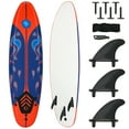 thumbnail image 1 of Costway 6' Surfboard Foamie Body Surfing Board W/3  Fins & Leash for Kids Adults Red, 1 of 12