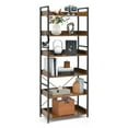 thumbnail image 1 of Costway 6-Tier Bookshelf Open Display Shelves Storage Rack Metal Frame with 4 Hooks Rustic, 1 of 10