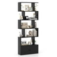 thumbnail image 1 of Costway 6-Tier S-Shaped Bookcase Storage Rack Bookshelf with Cabinet Anti-toppling Devices Black, 1 of 9
