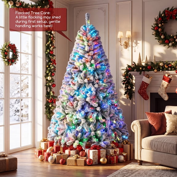 Costway 6 ft Smart Christmas Tree with Remote & APP, 300 Pre-Lit RGB LED Lights
