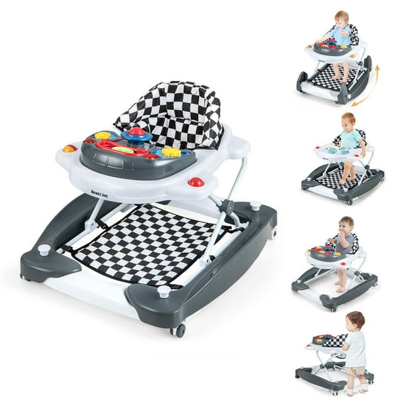 Costway 6 in 1 Baby Walker Adjustable Walker & Activity Center with Music 6-14 Months Gray