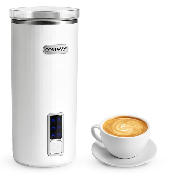Costway 6-in-1 Electric Milk Steamer with Stainless Steel Interior, Automatic Foam Maker White