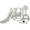 thumbnail image 1 of Costway 6 in 1 Toddler Slide and Swing Set Climber Playset w/ Ball Games White, 1 of 10