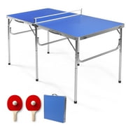 Costway 60'' Portable Table Tennis Ping Pong Folding Table with Accessories Indoor Game Blue