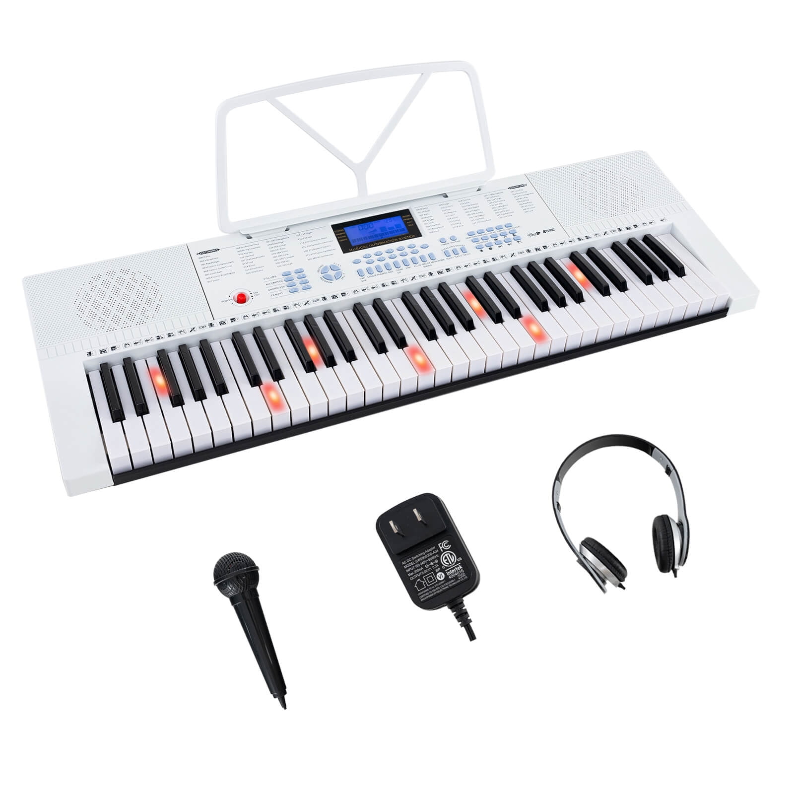 Costway Compact 61-Key Electronic Piano with Headphones, Lighted