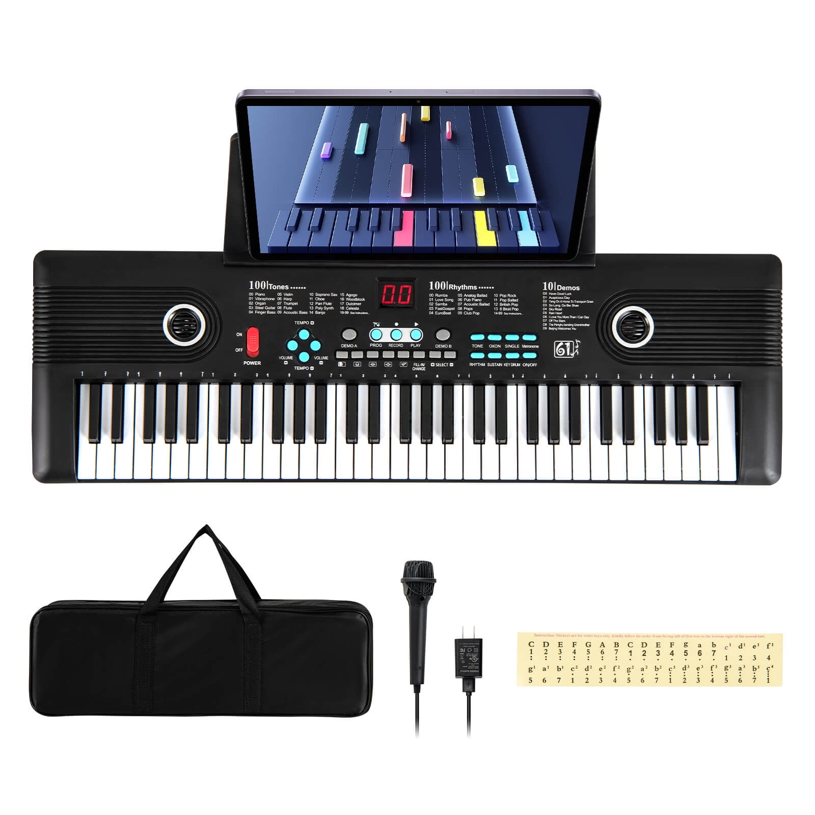 Costway 61 Keys Kids Piano Keyboard with Carry Bag Microphone