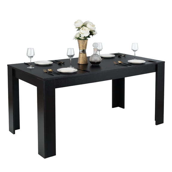 Costway 63" Dining Table Rectangular Modern Kitchen Table For 6 People Home Furniture Black