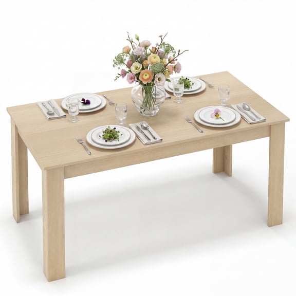 Costway 63" Dining Table Rectangular Modern Kitchen Table For 6 People Home Furniture Oak