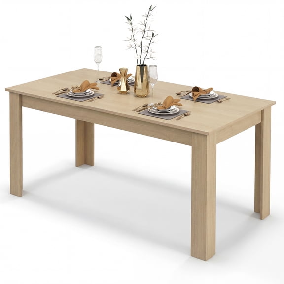 Costway 63" Dining Table Rectangular Modern Kitchen Table For 6 People Home Furniture Oak