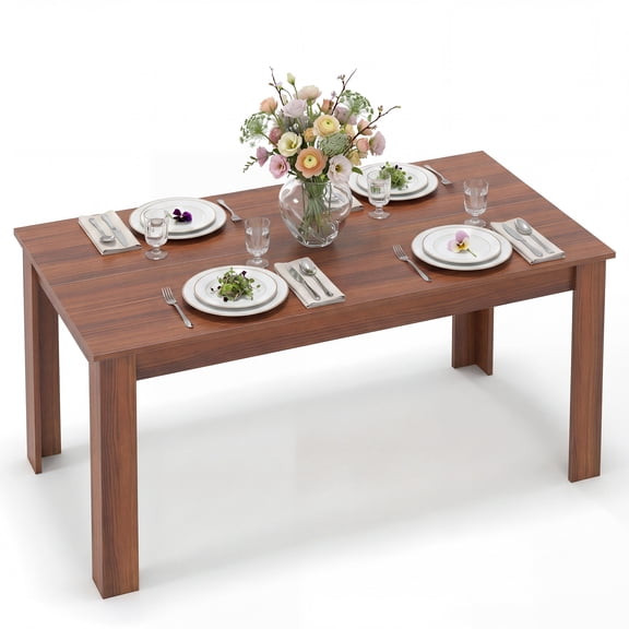Costway 63" Dining Table Rectangular Modern Kitchen Table For 6 People Home Furniture Walnut