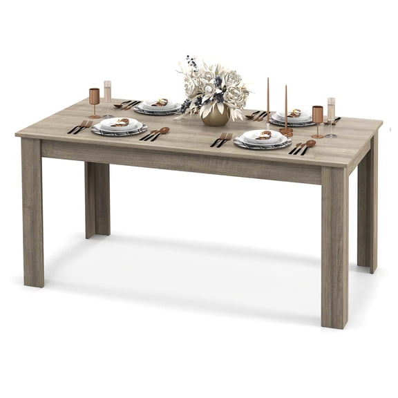 Costway 63" Dining Table Rectangular Modern Kitchen Table For 6 People Home Furniture Wood grain