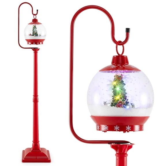 Costway 68 Inch Musical Christmas Street Lamp with Sound-Activated Snow Globe Lantern