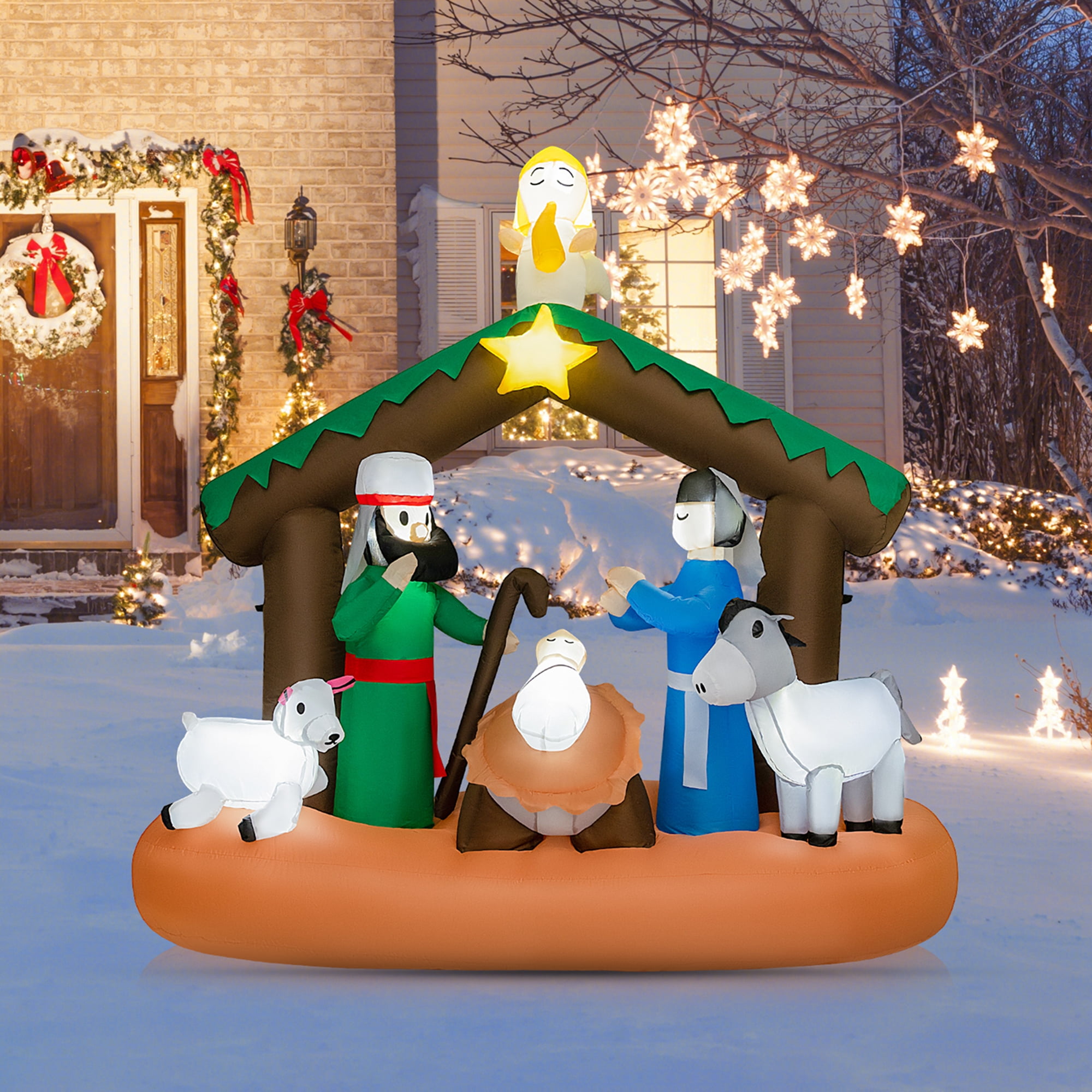 Costway 6FT Inflatable Christmas Birth of Jesus Scene Nativity Xmas