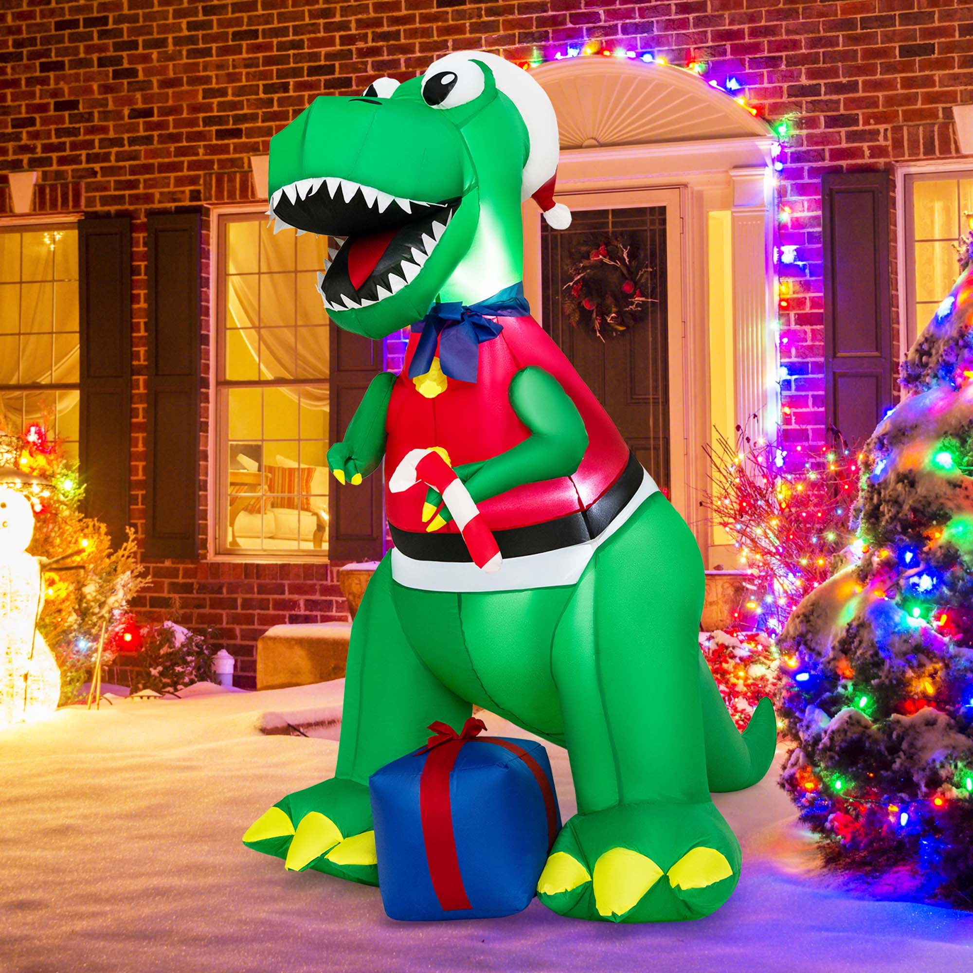 Costway 6FT Inflatable Christmas Dinosaur Dinosaur Decoration with LED ...