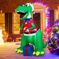Costway 6FT Inflatable Christmas Dinosaur Dinosaur Decoration with LED