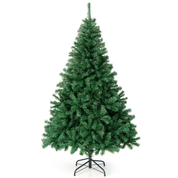 Costway 6FT PVC Christmas Tree 1000 Tips Hinged Solid Metal Legs