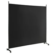 Costway 6FT Single Panel Room Divider with Wheels Rolling Fabric Partition Privacy Screen Black