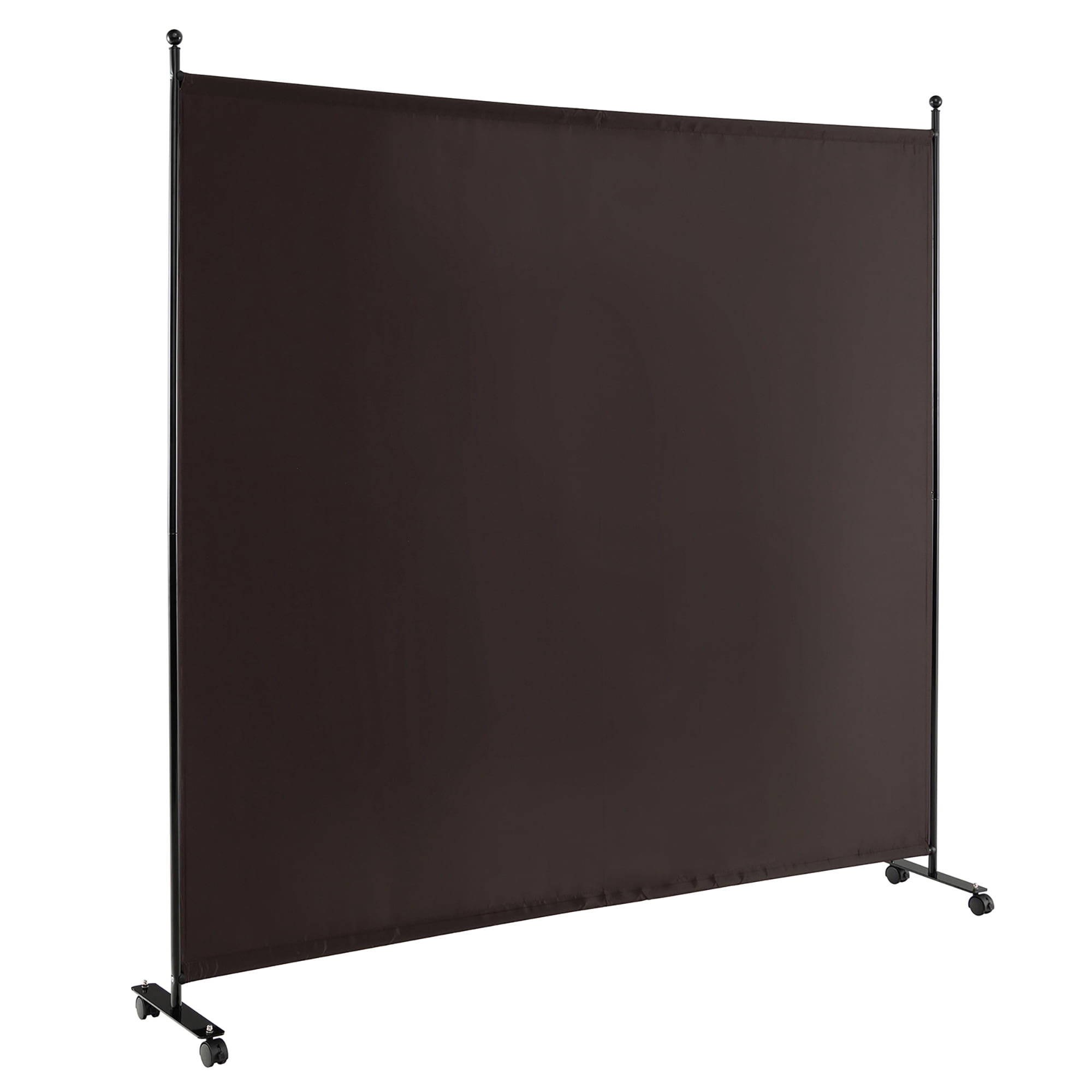 Brown Metal and Polyester Single Panel Room Divider with Wheels