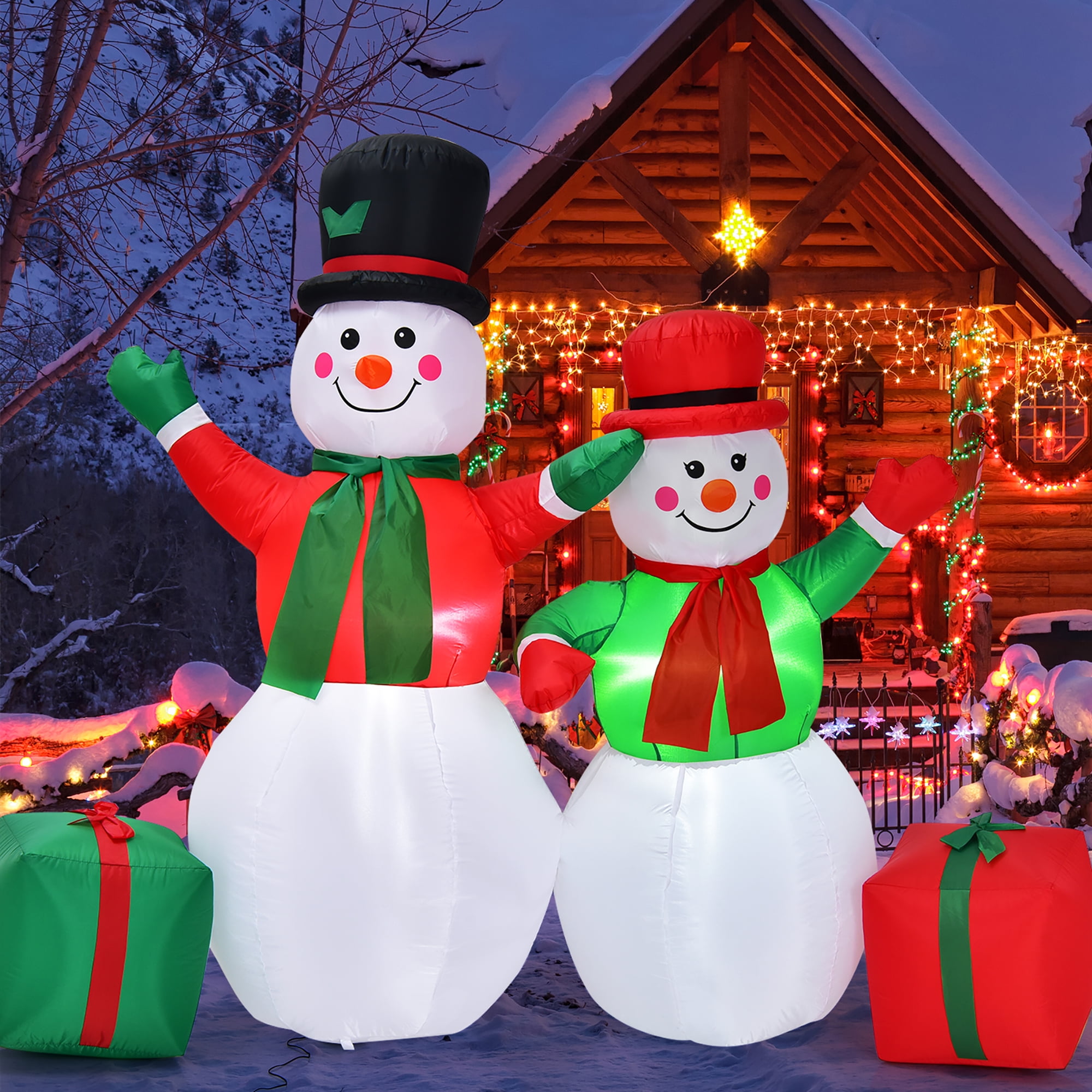 Costway Christmas Yard Decoration: Large Blow Up Snowmen, 5Ft &amp; 6Ft ...
