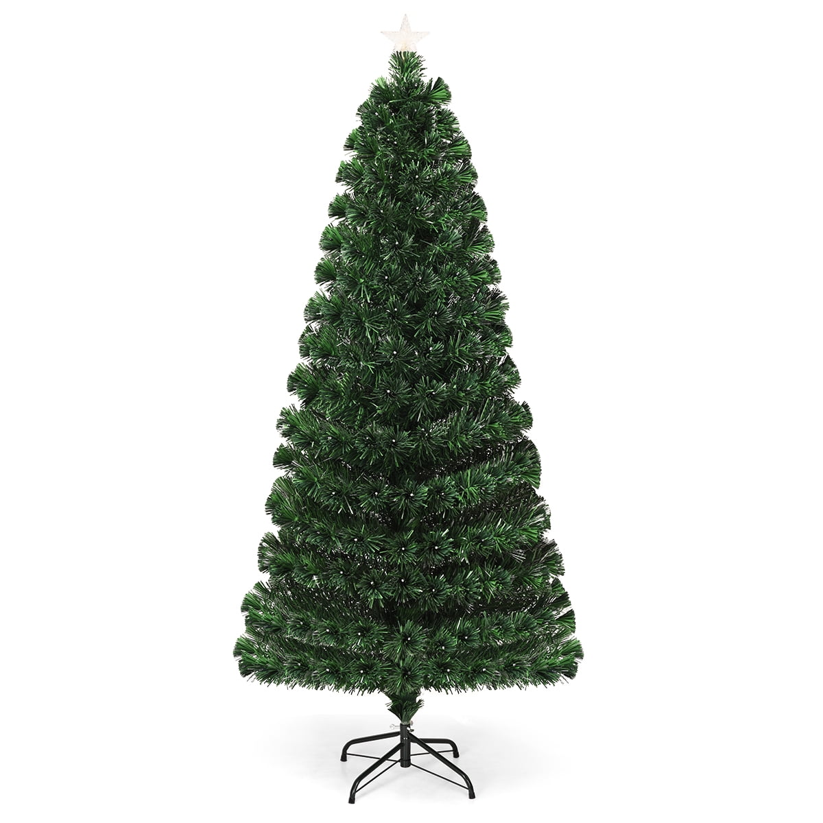 Costway 6Ft Fiber Optic Christmas Tree 225 Multicolor LED Lights ...