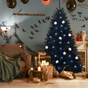 Costway 6Ft Hinged Artificial Christmas Tree Full Tree with Metal Stand Black