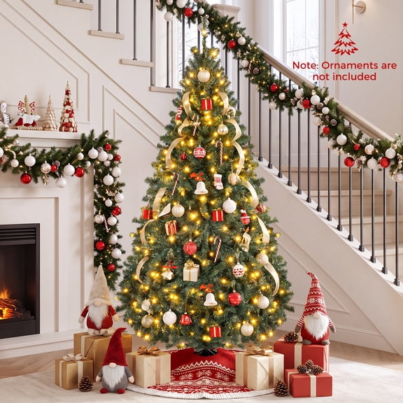 Costway 6Ft Pre-Lit Artificial Christmas Tree Hinged 350 LED Lights