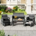 thumbnail image 1 of Costway 6PCS Patio Furniture Set Outdoor Sectional Conversation PE Rattan Sofa Set Black, 1 of 10