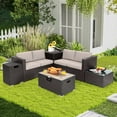 thumbnail image 1 of Costway 6PCS Patio Rattan Furniture Set 32'' Fire Pit Table Tank Holder with Cover Beige, 1 of 11
