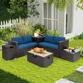 thumbnail image 1 of Costway 6PCS Patio Rattan Furniture Set 32'' Fire Pit Table Tank Holder with Cover Navy, 1 of 12