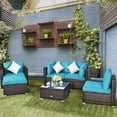 thumbnail image 1 of Costway 6PCS Patio Rattan Furniture Set Cushion Sofa Coffee Table Turquoise, 1 of 11