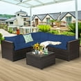 thumbnail image 1 of Costway 6PCS Patio Rattan Furniture Set Sectional Cushioned Sofa Deck Navy, 1 of 10