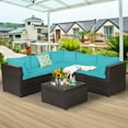 thumbnail image 1 of Costway 6PCS Patio Rattan Furniture Set Sectional Cushioned Sofa Deck Turquoise, 1 of 10
