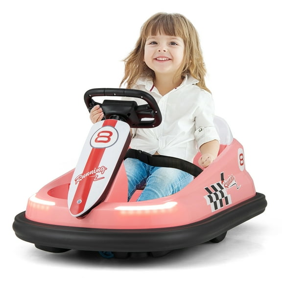 Costway 6V Electric Kids Ride-on Bumper Car with 360° Spinning Dual Motors 2 Speeds Pink