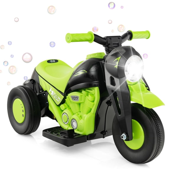 Costway 6V Kids Bubble Car Electric Ride on Motorcycle with Music Button & LED Headlight Green