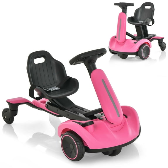Costway 6V Kids Ride On Drift Car Electric Drifting Go Kart for Kids with 360° Spin Pink