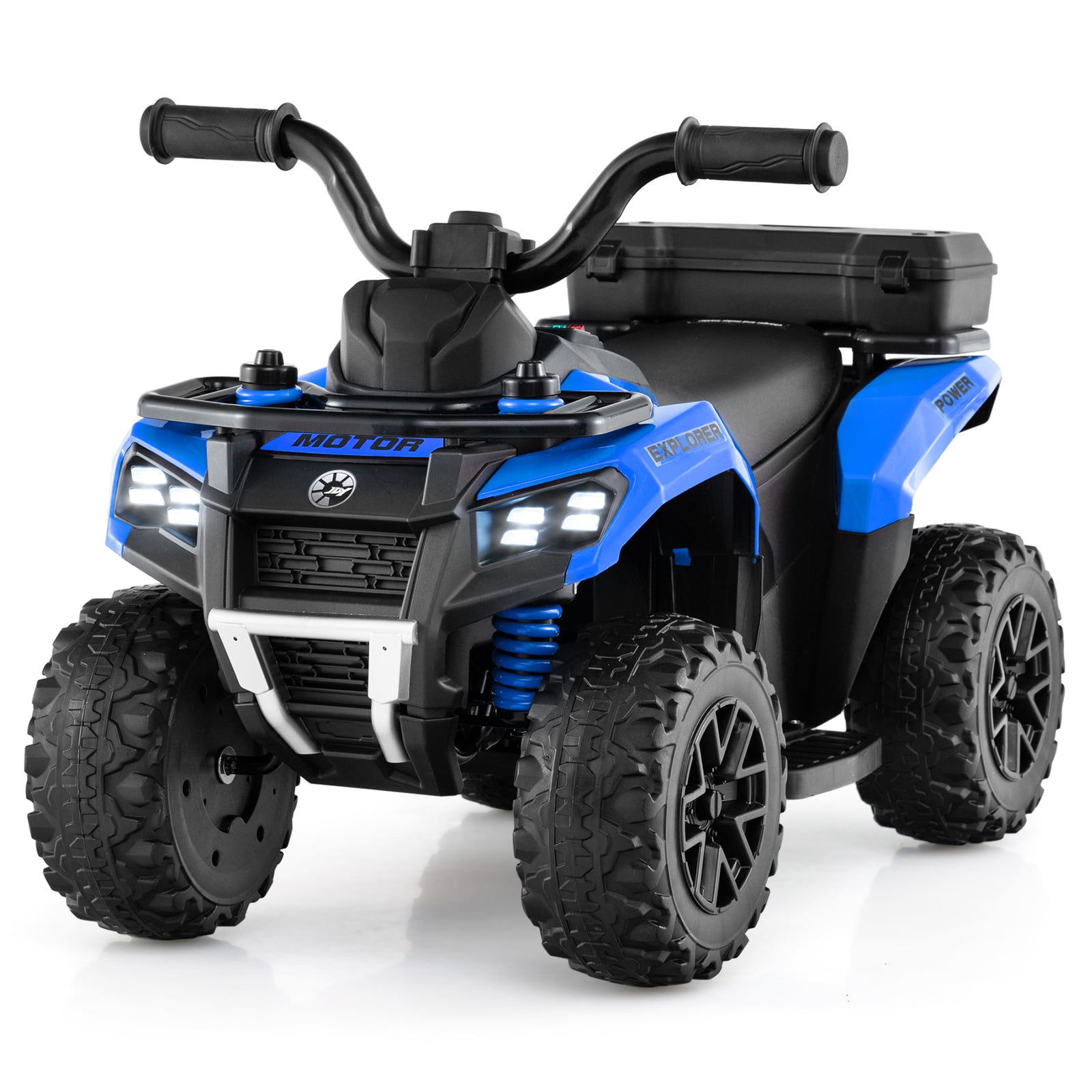 Costway 6V Toddler Ride On Electric Car ATV with Lights & Music & USB Port Storage Box Toy Car Navy