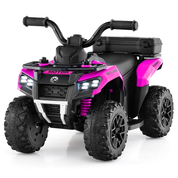 Costway 6V Toddler Ride On Electric Car ATV with Lights & Music & USB Port Storage Box Toy Car Pink