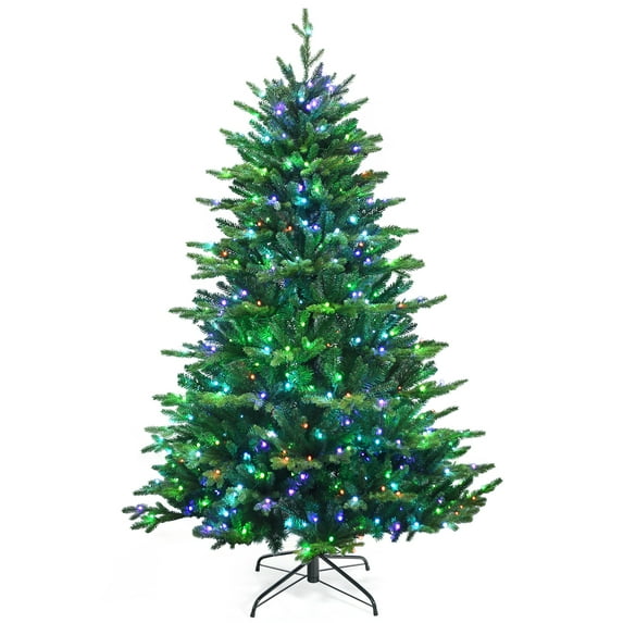 Costway 6ft App-Controlled Pre-lit Christmas Tree Multicolor Lights w/ 15 Modes