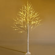 Costway 6ft Pre-lit White Twig Birch Tree for Christmas Holiday w/96 LED Lights