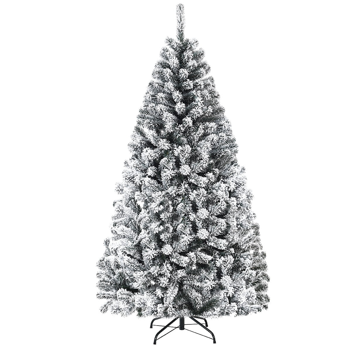 6ft Snow Flocked White Artificial Christmas Tree with Metal Stand