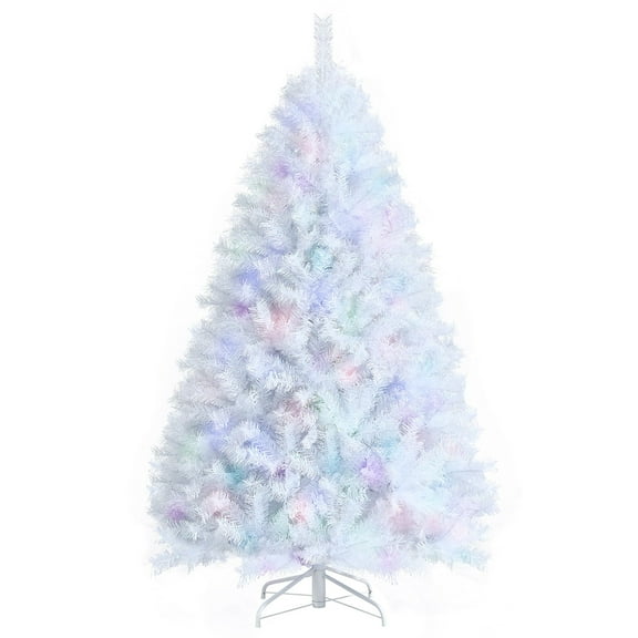 Costway 6ft White Iridescent Tinsel Artificial Christmas Tree w/ 792 Branch Tips