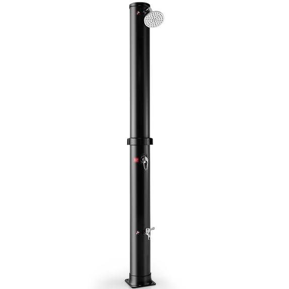 Costway 7.2 FT 10 Gallon Solar Heated Shower w/Adjustable Head & Foot Tap Spigot Black