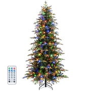 Costway 7.5 FT Artificial Christmas Tree Pre-Lit Xmas Tree with 1195 Branch Tips