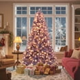 thumbnail image 1 of Costway 7.5 FT Artificial Tinsel Christmas Tree with 550 Lights, 8 Modes, 1300 Branch Tips Deep Purple, 1 of 10